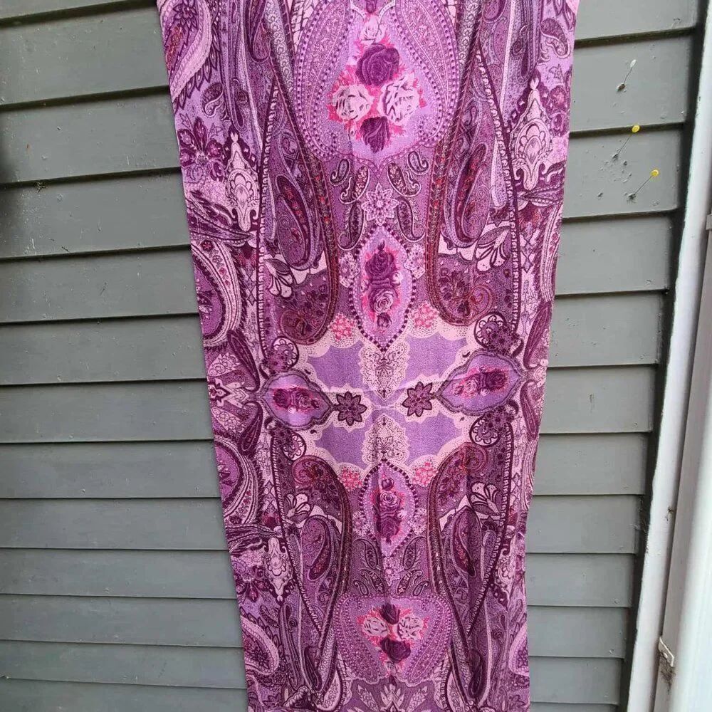 Purple Paisley Red Floral Pashmina with fringe
